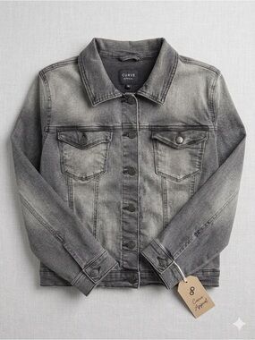 Women's Gray Washed Denim Jacket - Classic Jean Jacket